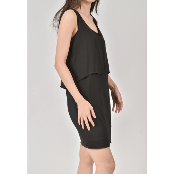 Mango Black Overlay Layered Mini Sleeveless Dress Medium - Picture 1 of 6